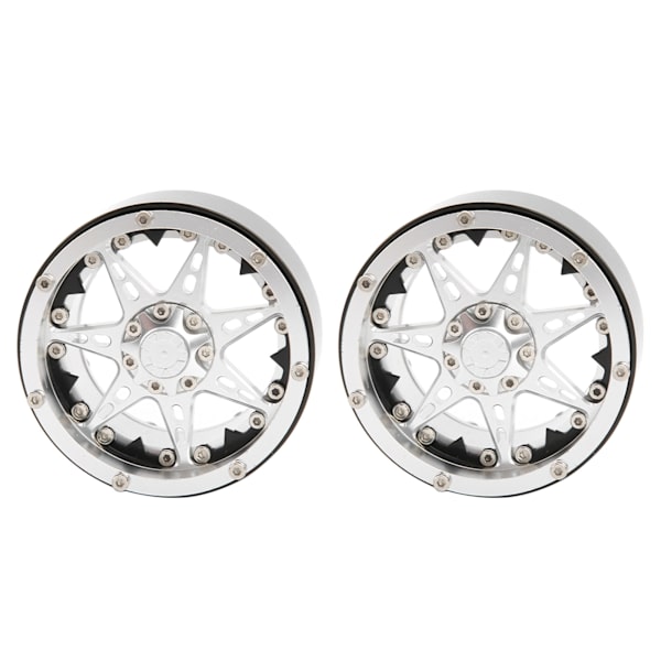 2 st RC Aluminiumlegering Beadlock Hjulfälg Nav för SCX10 / TRX4 / TRX6 1/10 RC Bil Uppgraderingsdelar Silver Svart