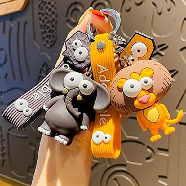 Sød skør nøglering elefant giraf løve nøglering dyr nøglering holder clips gave til kvinder piger