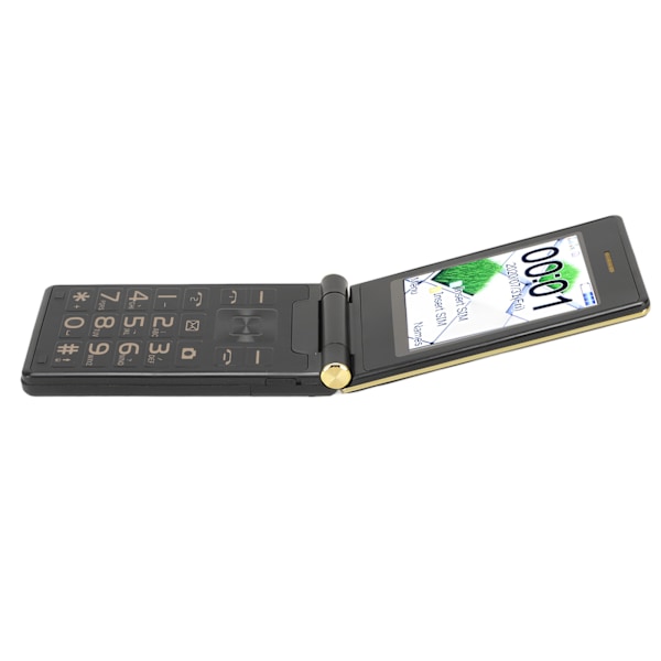 Simpukkapuhelin 2G Suuri näyttö Pitkä valmiusaika Käännettävä puhelin 5900mAh Dual SIM Senioripuhelin Kulta