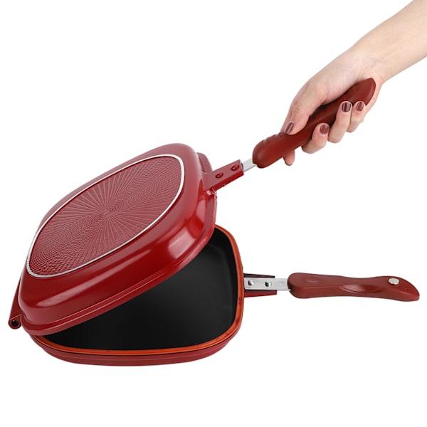 Red Square NonStick Dubbelsidig Stekpanna 28cm - Perfekt för Grill och Kök