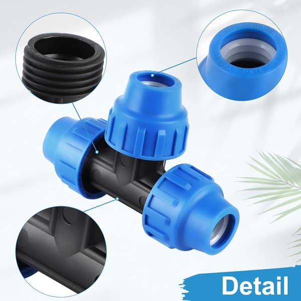 PP-fitting til 25 mm PE-rør, T-forbindelse til vandrør, PPR PVC-tilslutning, 3 stk.