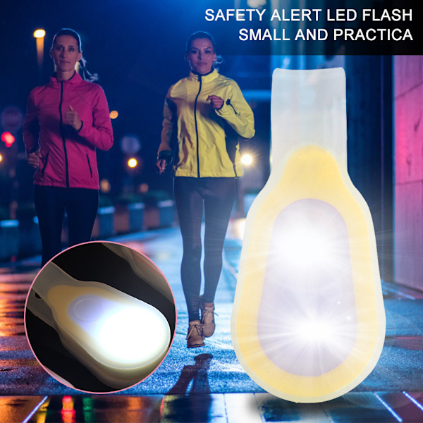 Silikon Gel Nat Cykling Løbe Rygsæk Sikkerhed Advarsel LED Blinklys Lampe (gul)