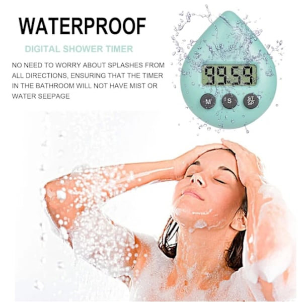 Waterproof Shower Timer, Digital Timer, Bathroom and Kitchen Timer, Countdown Timer with Suction Cup Hole Green Green{f2} green