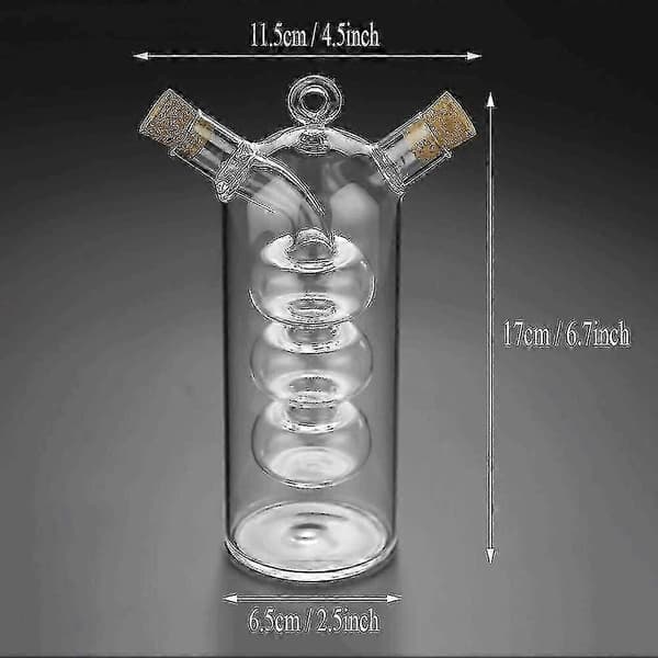 Olivolja och vinäger dispenser Cruet-flaskor, 2 i 1 transparent glasoljeflaska, dubbla glasoljedispenserflaskor Kompatibel med köksbehållare