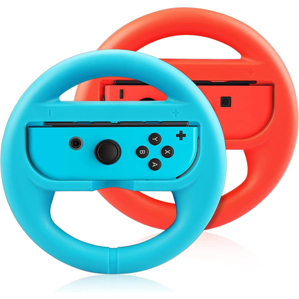 EIMGO 2 x 16cm iso ohjauspyörä Switch Joy-Con kilpapeliohjaimen lisävarustekahvasarjaan red blue