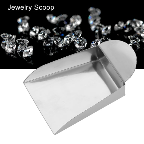 Smyckesskyffel för pärlor Ädelstenar Diamantpärlor Skopa stålverktyg med tallrikshandtag/
