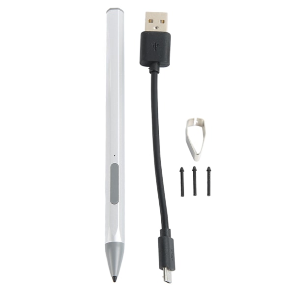 Tablet Stylus Pen til Microsoft Pro7 6 5 4 3 X til Laptop til Book til Studio til 3 Go med 3 Udskiftelige Nib Stylus Pen Sølv