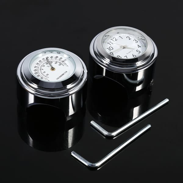 7/8\" 1\" Motorsykkel Styre Montering Klokke Skive Termometer Temp Hvit