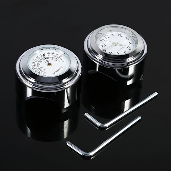 【BEMS】7/8\" 1\" Motorsykkel Styrefeste Klokke Termometer Temp Hvit