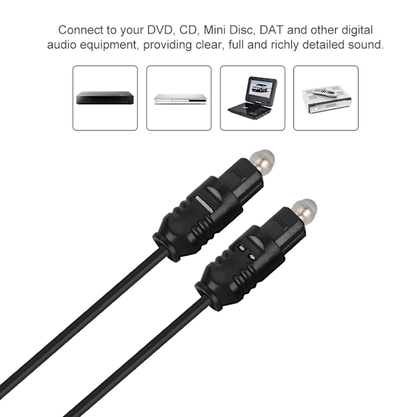 Ny OD2.2mm Digital Fiberoptisk Lydkabel til TosLink Kabler MD DVD 3.0m