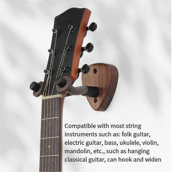 Väggmonterad gitarrhängarkrok med träbas och plektrumfack Kompatibel med banjo, bas, akustiska och elgitarrer, B