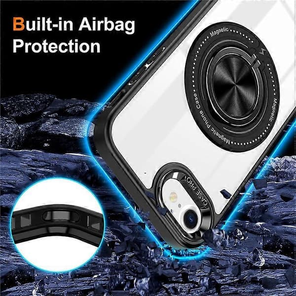【BEMS】Kompatibelt med iPhone 7 / 8 / SE (2020) / SE (2022) Magnetisk Deksel PC+TPU Telefondeksel Ringstativ Black