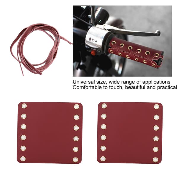 【BEMS】Motorcykel läderstyre Handgreppsöverdrag Motorcykelmodifieringstillbehör (röd)