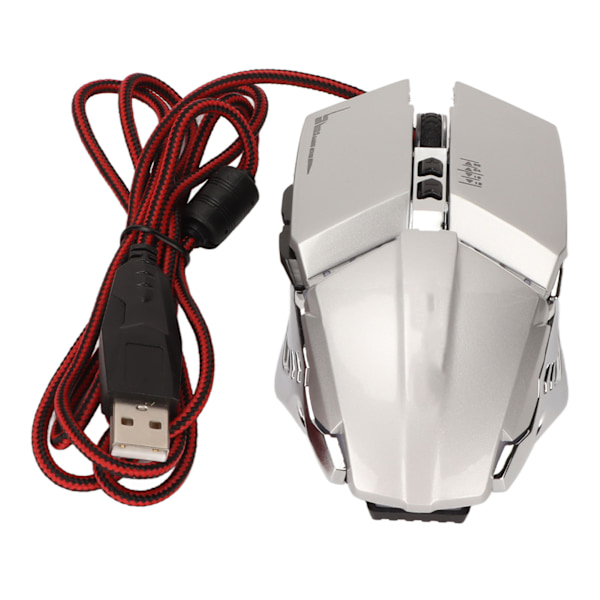 Ergonomisk Gaming Mus med 4 Justerbare DPI-niveauer, Åndende RGB-baggrundsbelysning, Præcis Kontrol, Kontormus til Desktop, Laptop, PC, Sølv