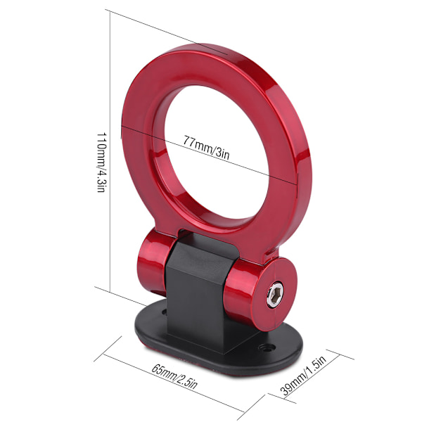 Bilmodifierad Limmad Dragring Rund Ring Släpvagnskrok Dekoration (Röd)