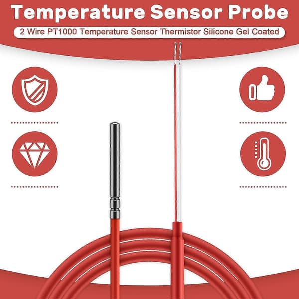 【BEMS】Ledning PT1000 Temperatursensor Termistor Silikonegelbelagt 1,5 meter probe 45mm x 5mm -50-180 Celsius RTD'er