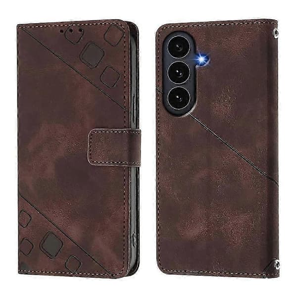Samsung Galaxy S25 FE Plånboksfodral med magnetisk stängning, PU-läder, 3 kortfack, stativ, stötsäker brown