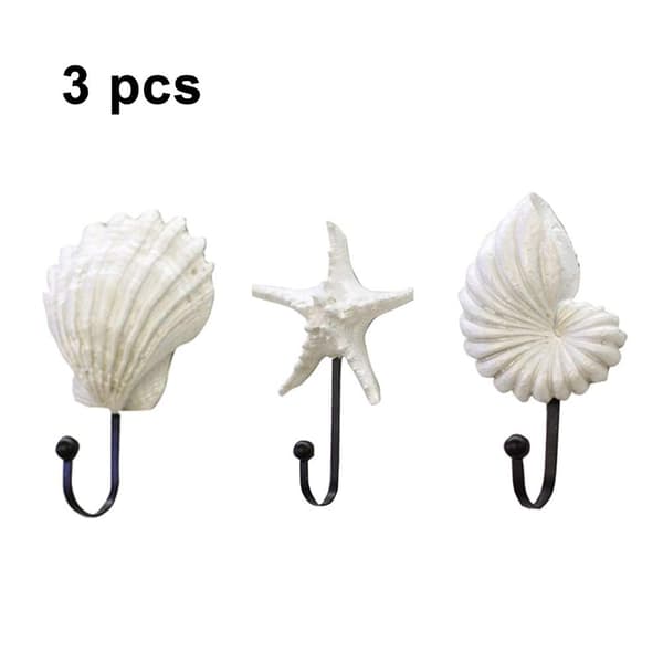 【BEMS】Wall Coat Rack, 3 Pcs Resin Hangers Decorative Hooks (White)
