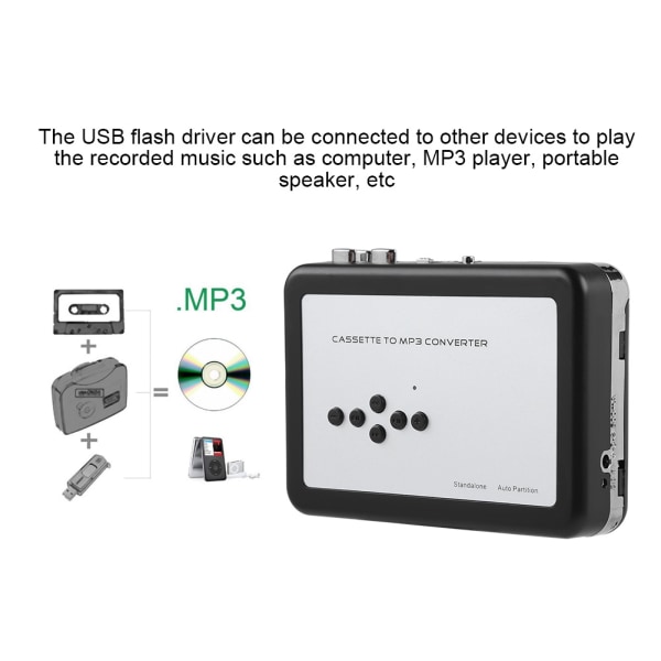 TIMH bærbart kassettbånd til MP3-konvertering USB-minnepinne Capture Audio Music Player