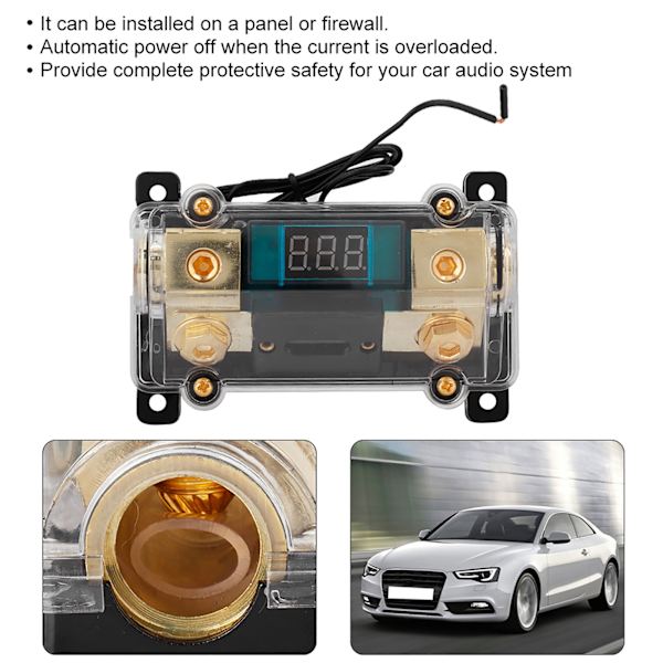 Bil Audio Strømssikringer Holder Stereo Fordelingsblokboks Digital Display (250A)