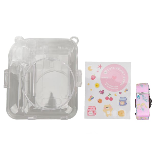Instant Camera Case Kit Skulderrem Sticker Kameraetui Holdbart kamera Beskyttende Klar Case til Instax Mini 12 Pink /