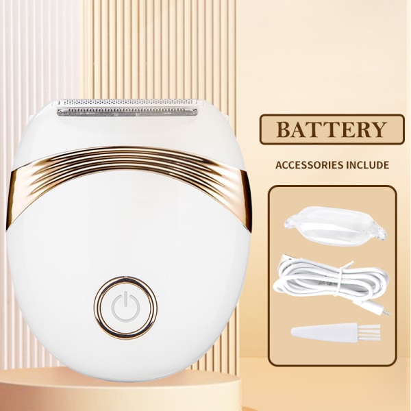 Elektrisk epilator rakinstrument för hela kroppen hårborttagningsinstrument mini kroppshårrakapparat för damer [Pearl White] USB charging model