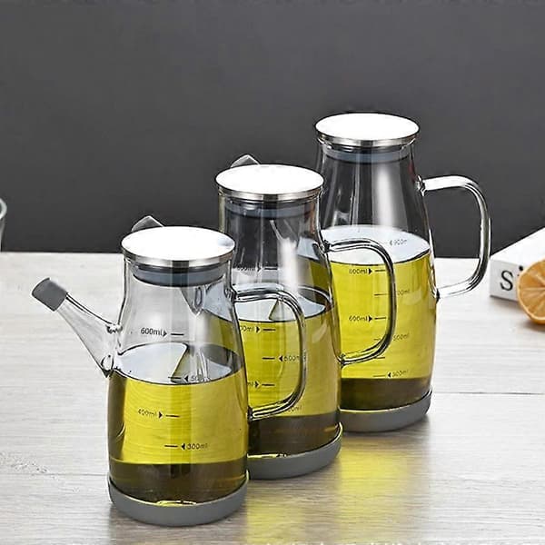 600/800/1000ml oljedispenserflaska med droppfri pip köksglasoljekanna stor kapacitet läckagesäker oljedispenser M