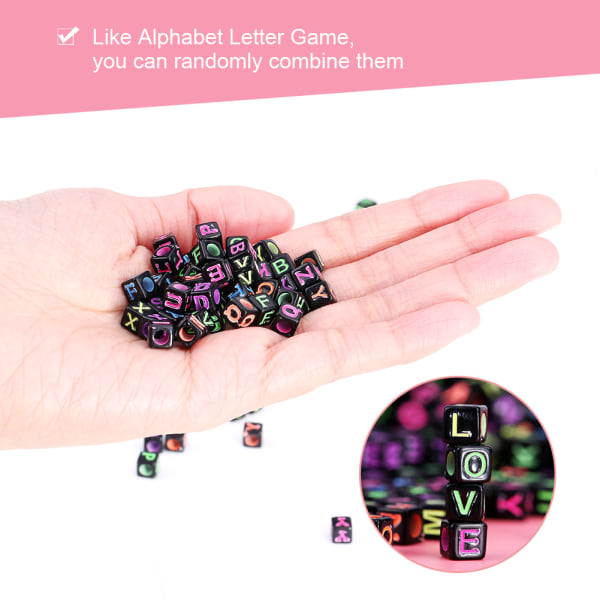 500 stk plast blandet kube alfabet bokstavperler for DIY smykker å lage armbånd halskjede-+