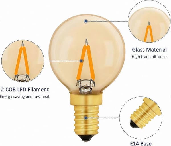 E14 LED-lampa 1W, Amber Edison-stil varmvit 2200K, 6-pack