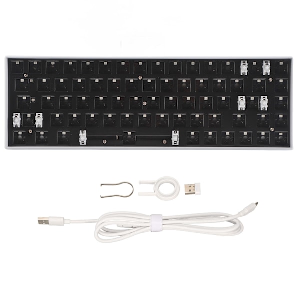 68-tangenters Mekaniskt Tangentbord DIY-kit med RGB 5V DC-stöd Trådlöst 2.4G Typ C Trådbundet Bluetooth 3.0 5.0 Hot Swap Tangentbord för IOS Vit