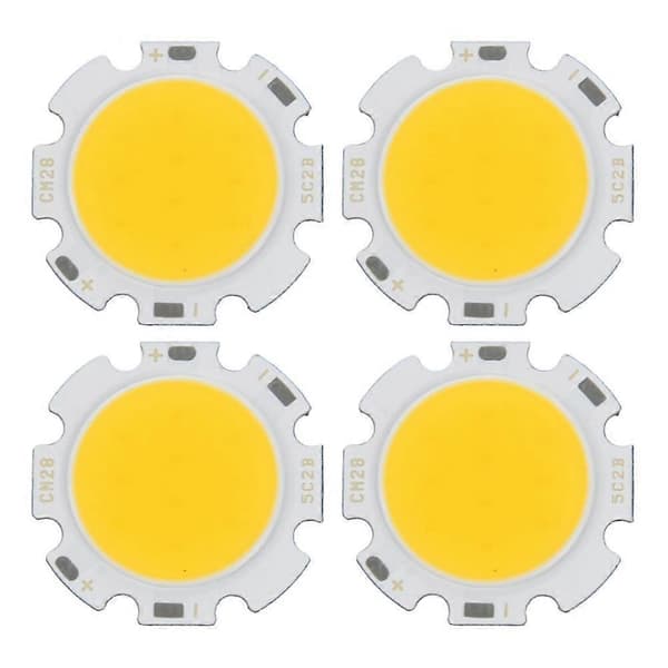 4x 5W Chip Lys Rund Cob Super Lys Led Lampe Varmhvit Dc15-17v[BEMS]