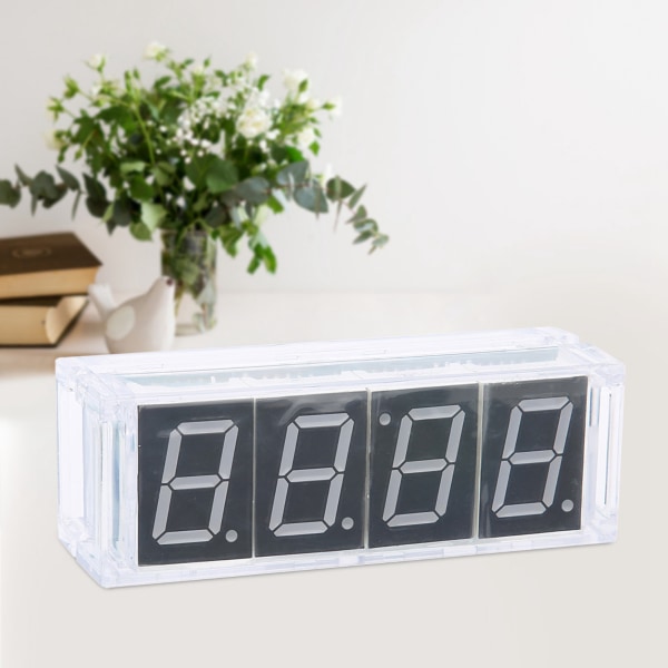 4-numeroinen DIY digitaalinen LED-kellosarja automaattisen näytön ajan/lämpötilan elektroninen tee-se-itse -kello - punainen++