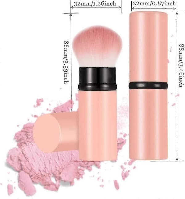 2-pak indtrækkelige makeupbørster teleskopisk ansigtsbørste indtrækkelig ansigtskabuki Pink