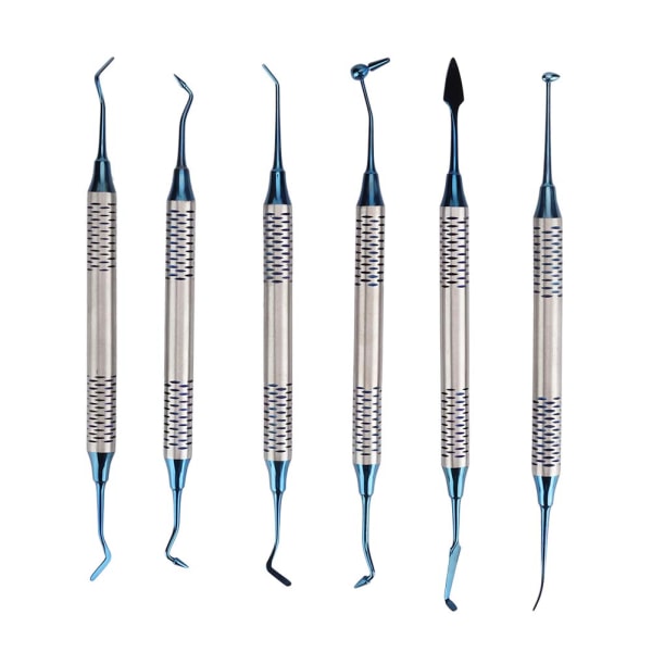 TIMH 6 stk Profesjonelt dental komposittharpiksfyllingsspatel restaureringsinstrumentverktøy