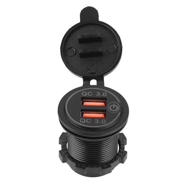 Billader Dobbel USB-port QC3.0 Hurtiglading med Touch Switch for 12‑24V Båt Motorsykkel ATV RV Grønn LED-indikator