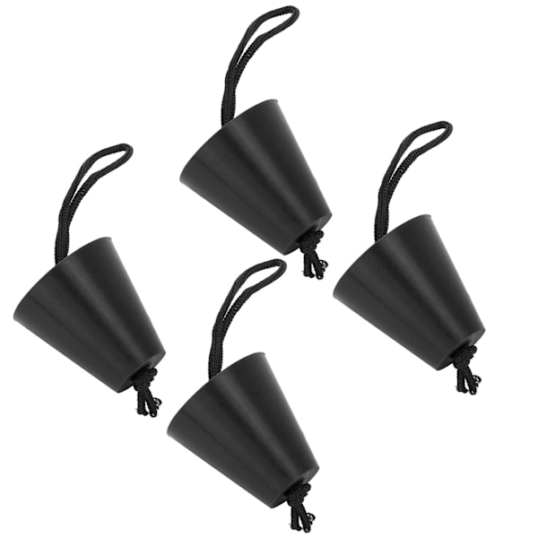 4 stk. Scupper Plug Kit med snor Fleksible silikone drænhuller Stopprop Universal til kajakker Kanoer Sort