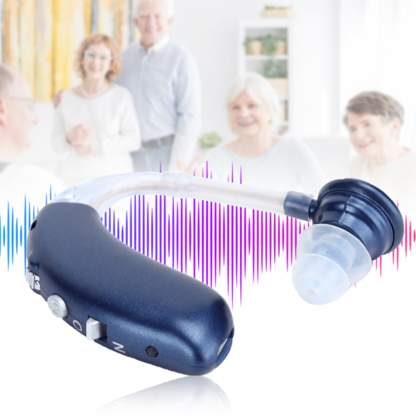 D‑6000 genopladeligt digitalt høreapparat Ørehængende lydforstærker til ældre 100‑240VDark Blue EU Plug++