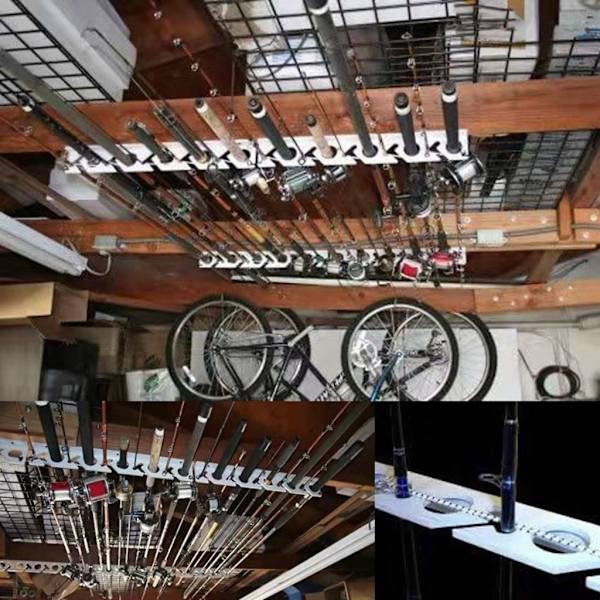 【BEMS】Fishing Rod Holder Wall Ceiling Compatible with Storage Rack Horizontal Support Stand Compatible with 10 Rods