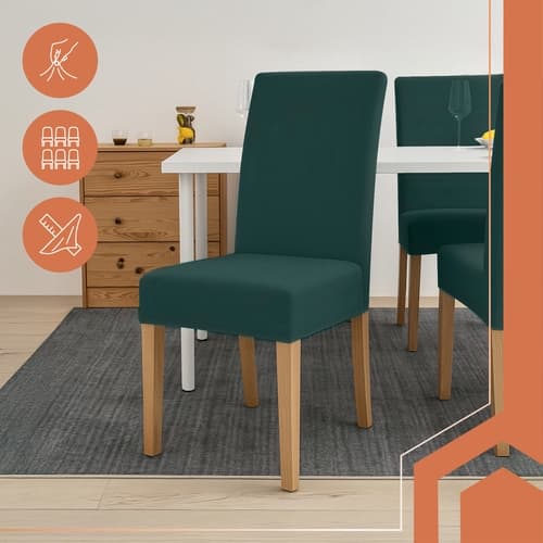 Tuolinpäällinen sametti / Tuolinpäällinen 6 kpl tummanvihreä Mörkgrön green