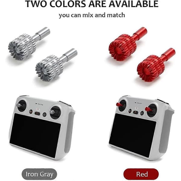 2 par fjernkontrolljoystick for DJI Mavic 3 Pro/Mini 3 Pro/Air 3S/Mini 4 Pro tommelspaker dronetilbehør Titanium & red