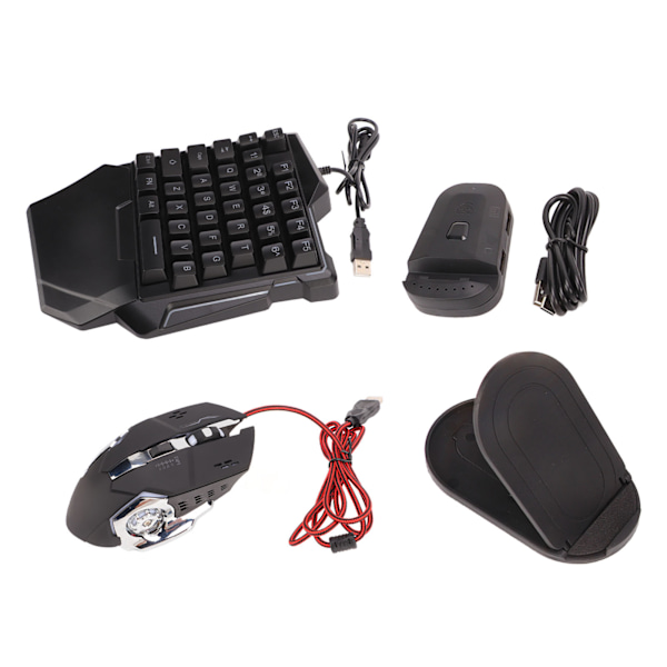 Enhands Gaming Tangentbord Mus Konverterare Trådbunden 35 Tangenter Bakgrundsbelyst Tangentbord 6 Tangenter Gaming Mus Konverterare Set med Fäste