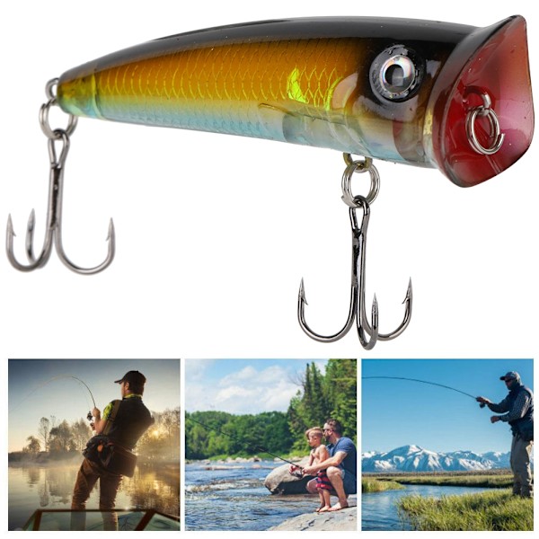 Kunstig 7 cm Plast Fiske Hard Bait Flytende Popper Fiskelignende Fiske Agner Tilbehør (4#)