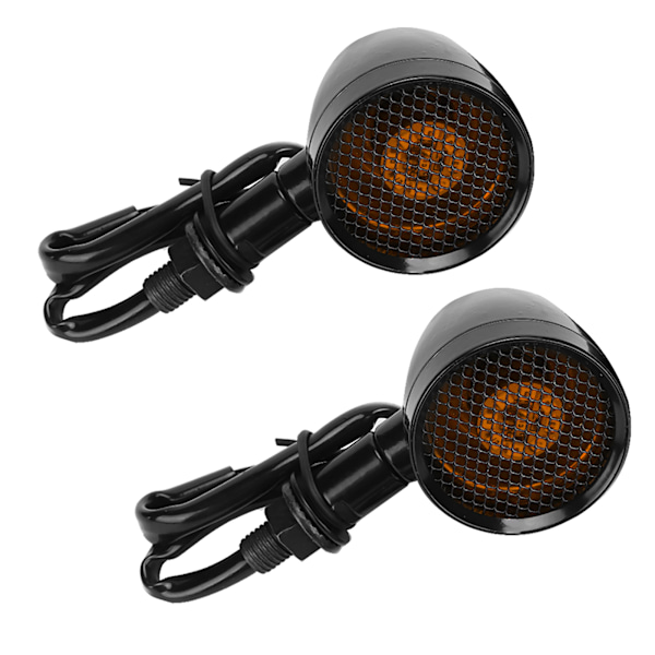 Universal Motorcykel Retro Bullet Grid LED Blinkers Bromsljus Metall Shell Blinkers Black Shell Gul lins