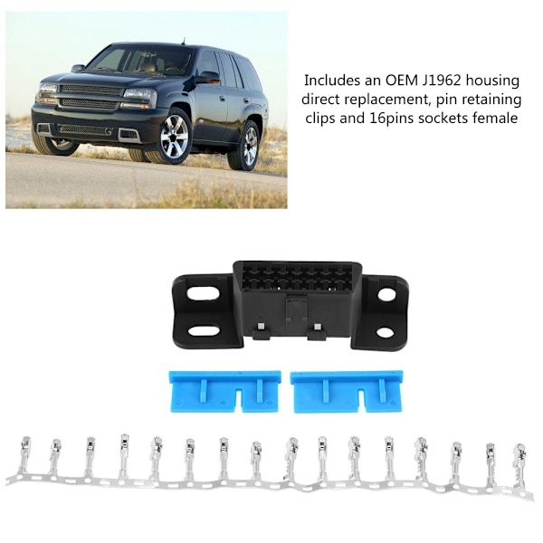 OBD2 II 16-nastainen naarasliitin OBDII-kaapeliauto Adapter Plug Shell Kit GM J1962:lle