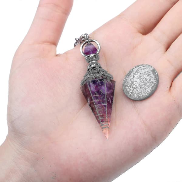 Chakrakristallpendel Hexagonal Reiki Healing Kristallpunkter Ädelsten Dowsing Pendel Black