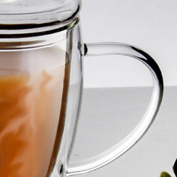 Dobbelvegget Isolerende Gjennomsiktig Kaffekopp med Lopp - Forsterket Design