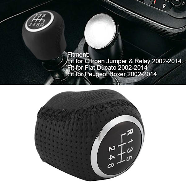 Växelspak för bil Handbollsspak PU-läderbyte Passar för Peugeot BoxerBlack 6 Speed