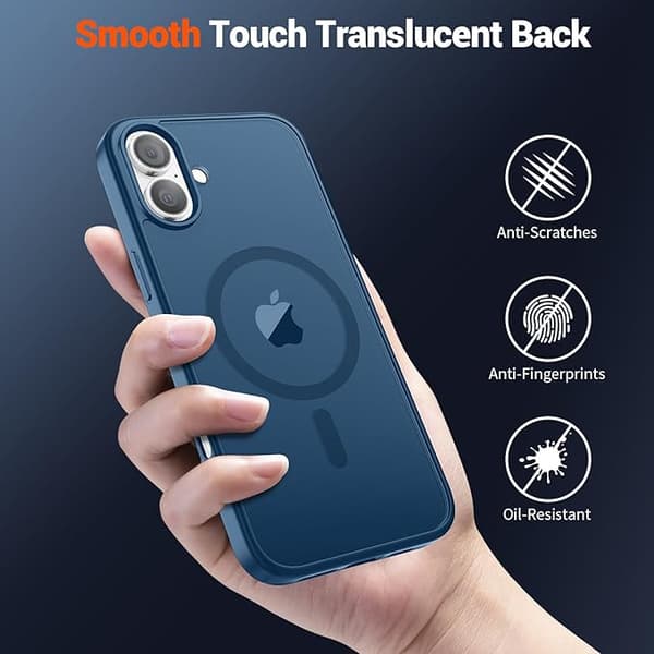SUPFINE Magnetic Case for iPhone 16 with Screen Protector, MagSafe Compatible, Military-Grade Drop Protection, Matte Shockproof, Deep Blue deep blue iphone16