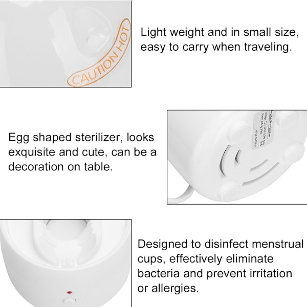 Elektrisk Bärbar Menstruationskopp Ångsterilisator Bakterier Snabb Desinfektionsmaskin (EU-kontakt)