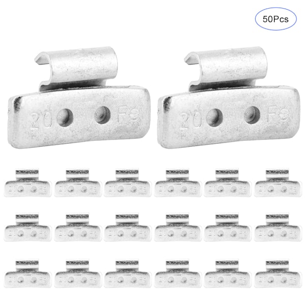 50 stk. 20g/0.71oz P Style dæk Hjulafbalanceringsvægte Clip On Afbalancering til stålfælge